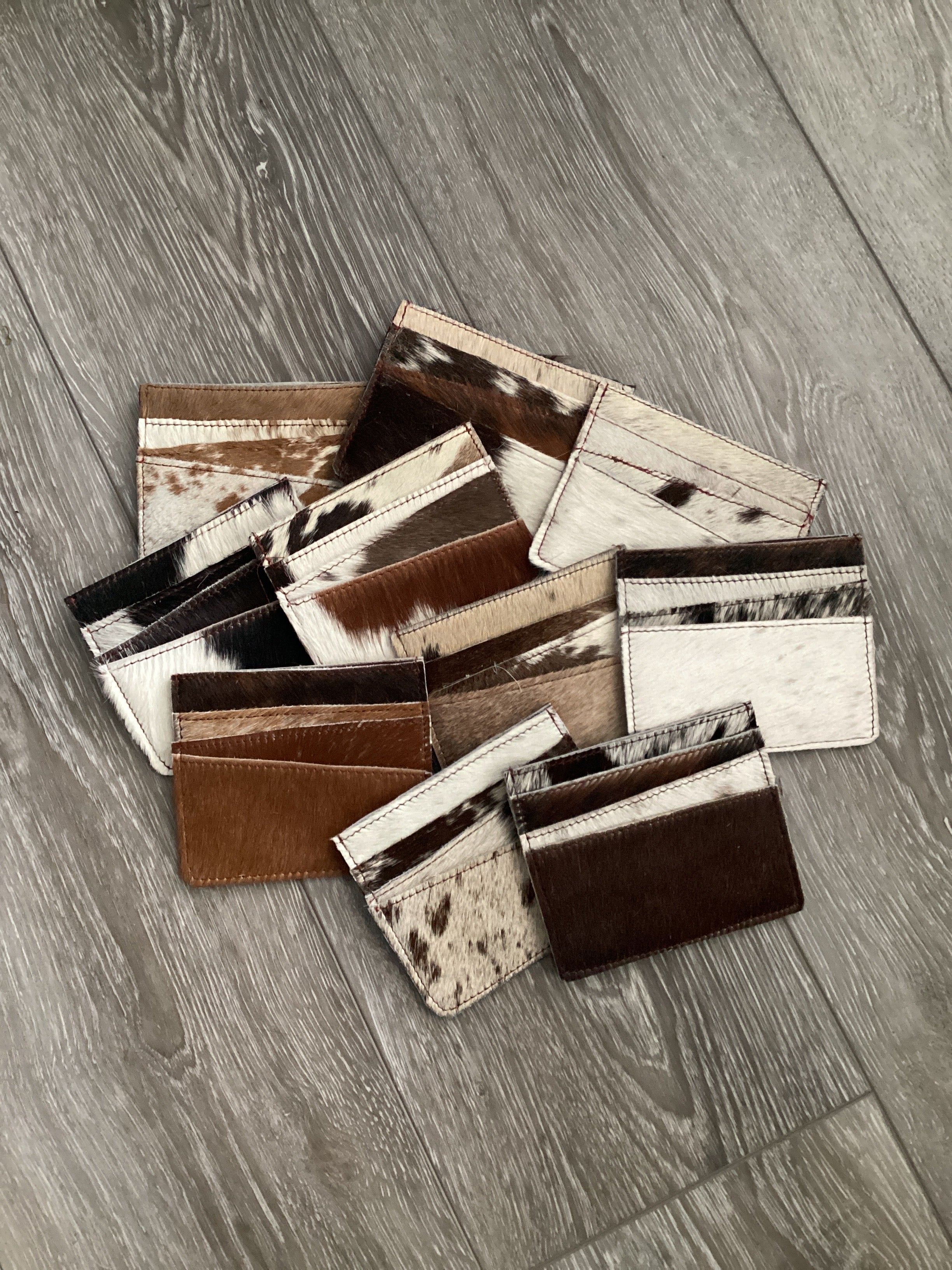 Small Cowhide Credit Card Wallet Natural