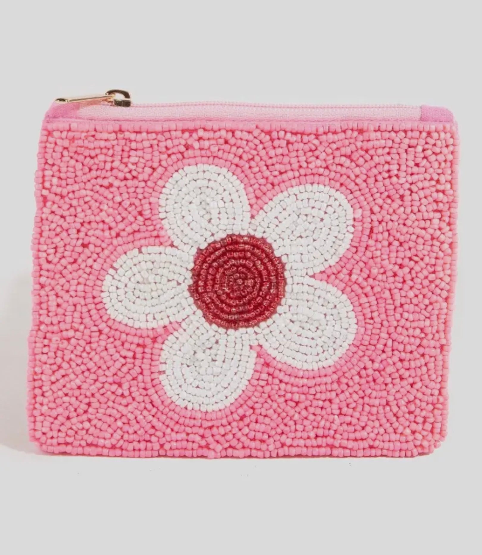 Seed Beaded Flower Coin Purse