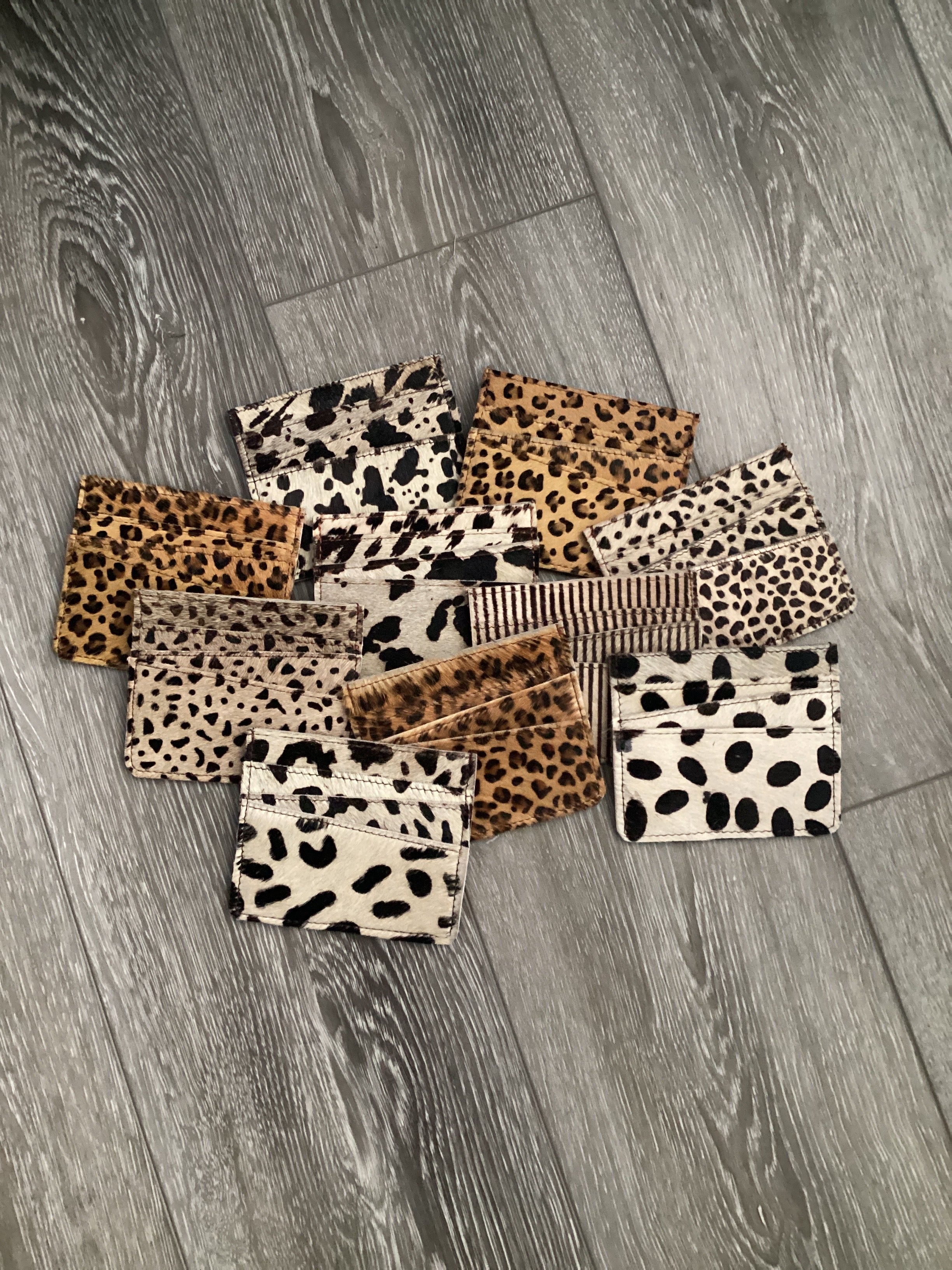 Small Cowhide Credit Card Wallet Printed