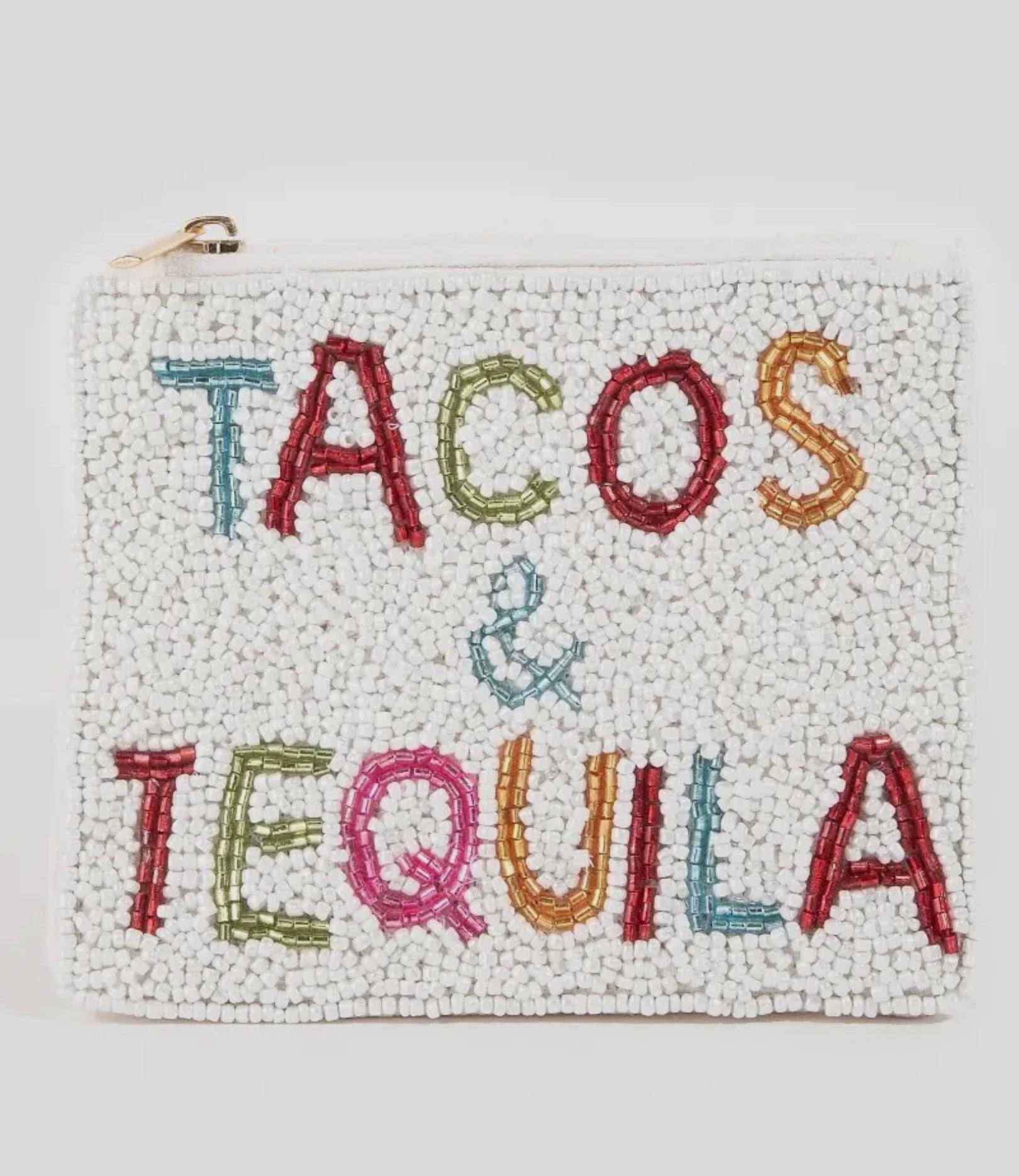 Seed Beaded Tacos & Tequila Coin Purse