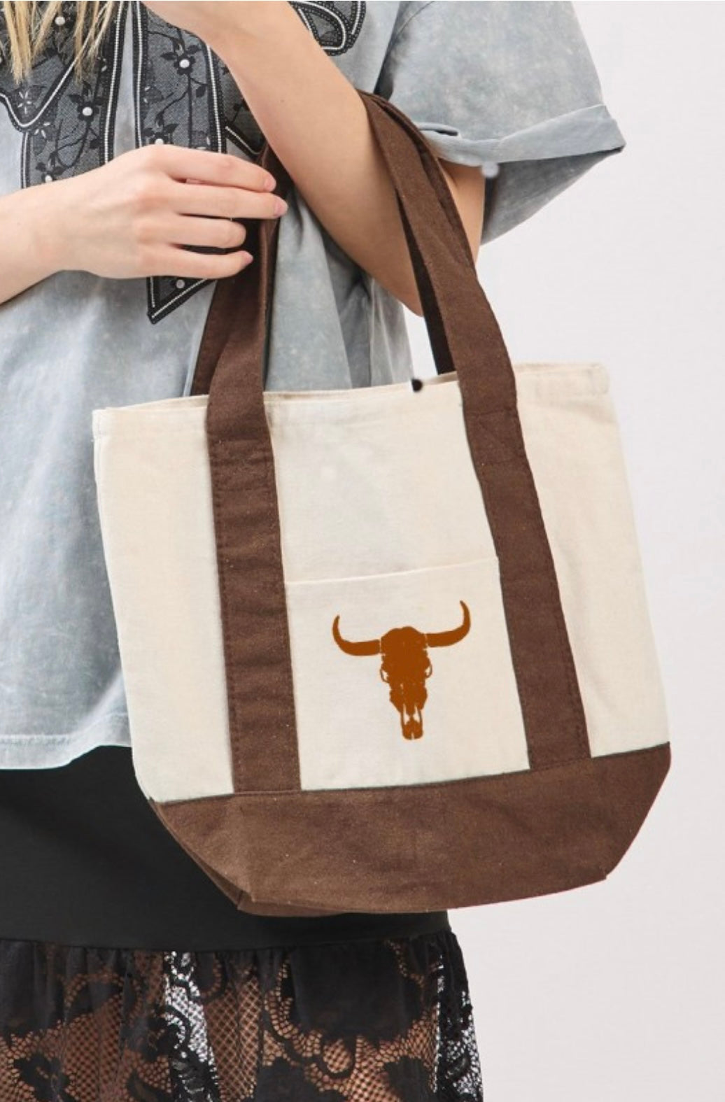 “Puff” Vintage Longhorn Graphic Canvas Mini Bag