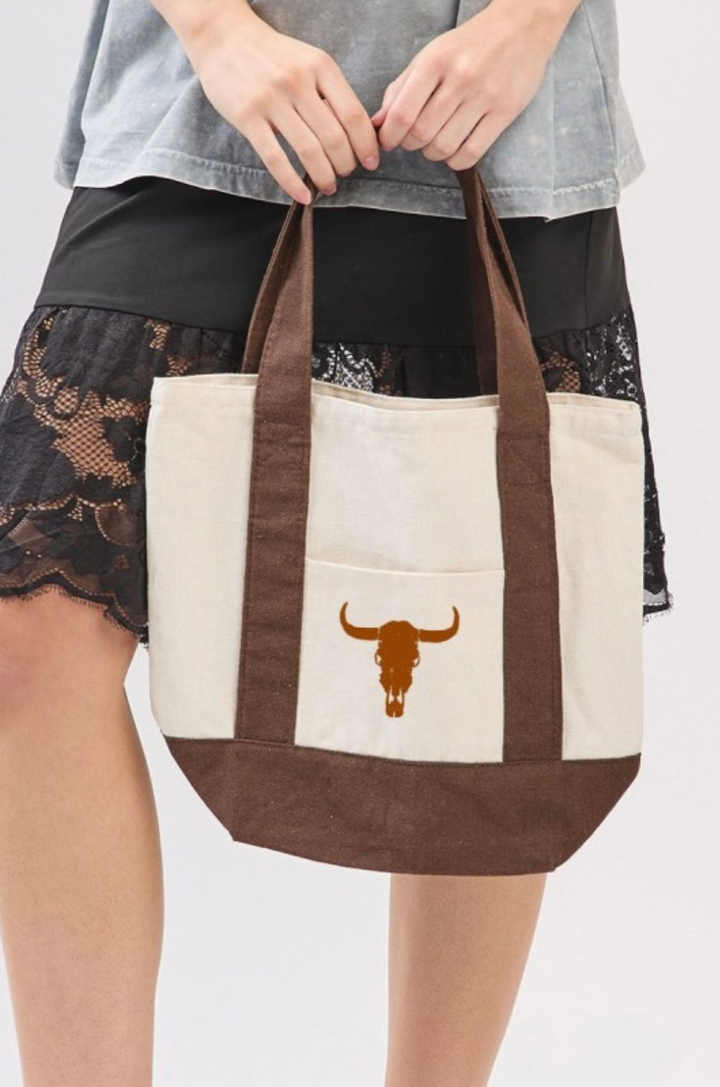 “Puff” Vintage Longhorn Graphic Canvas Mini Bag