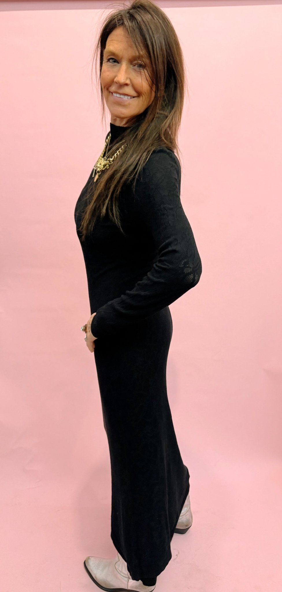 mesh sweater dress Sahara Mesh Sweater Dress Black