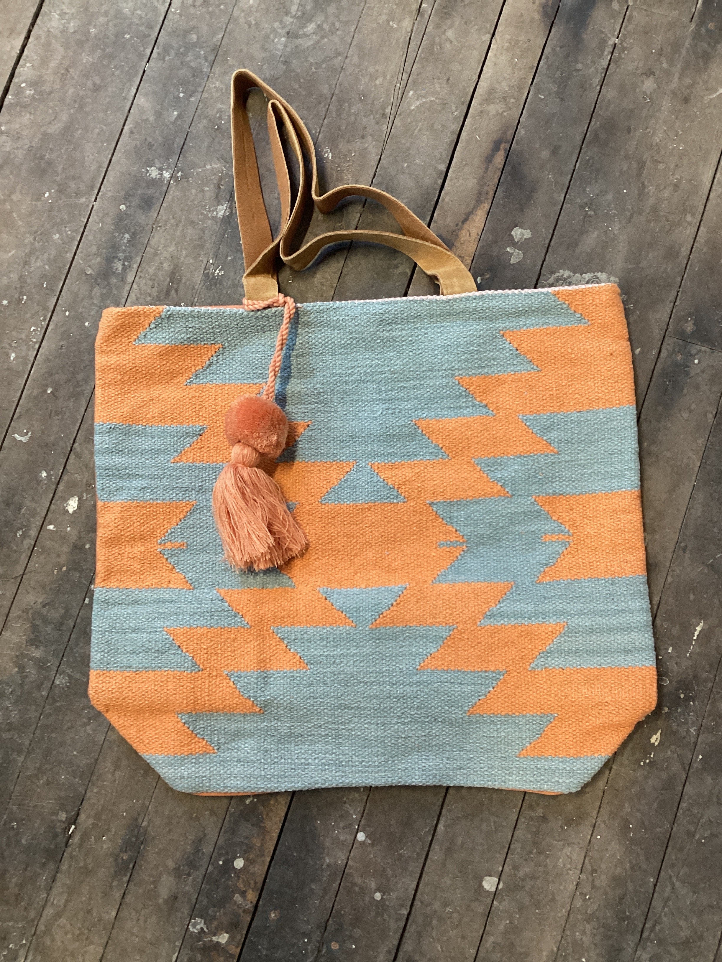 Slate & Orange Aztec Tote