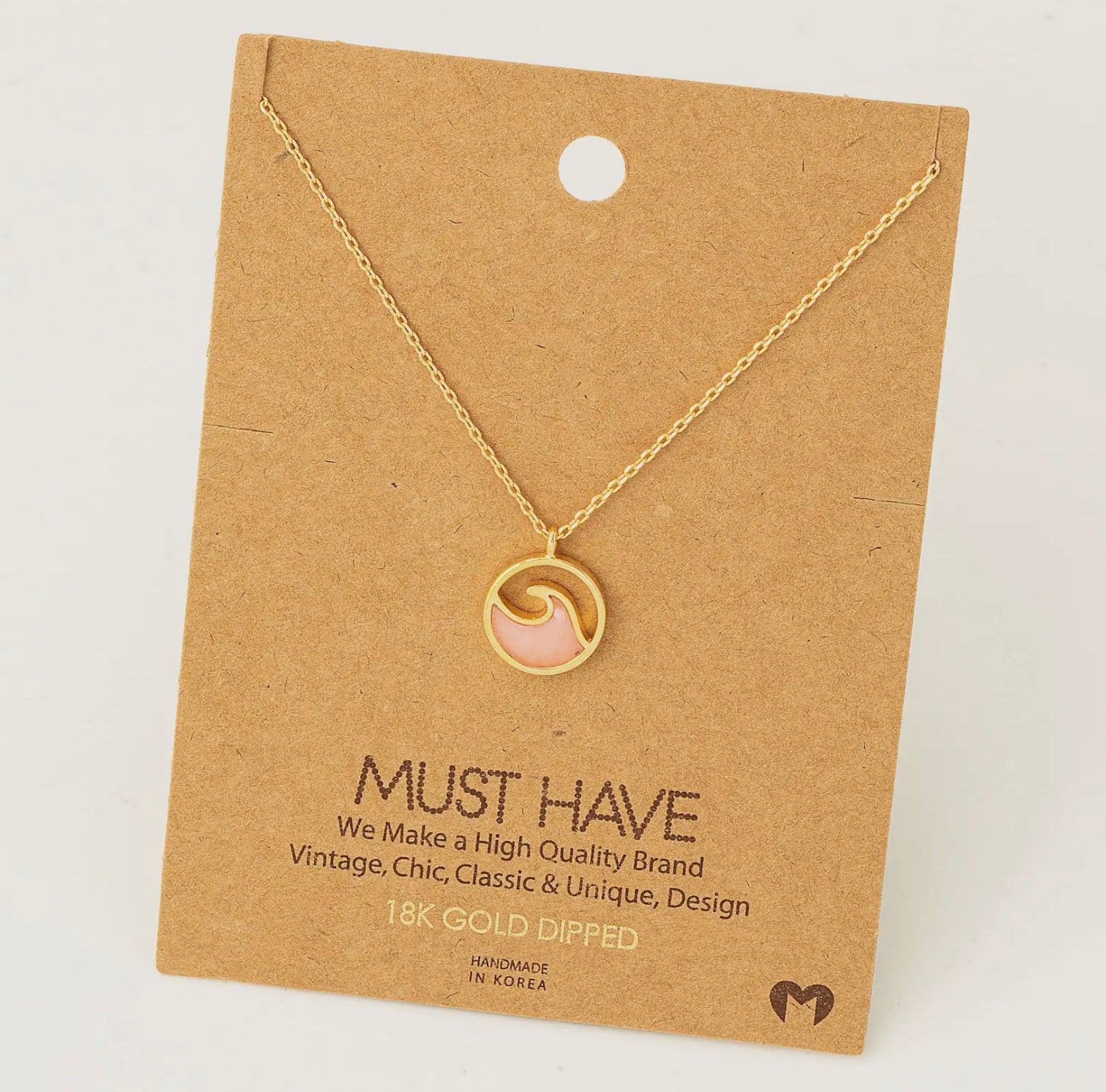 Must Have Pink Round Wave Necklace
