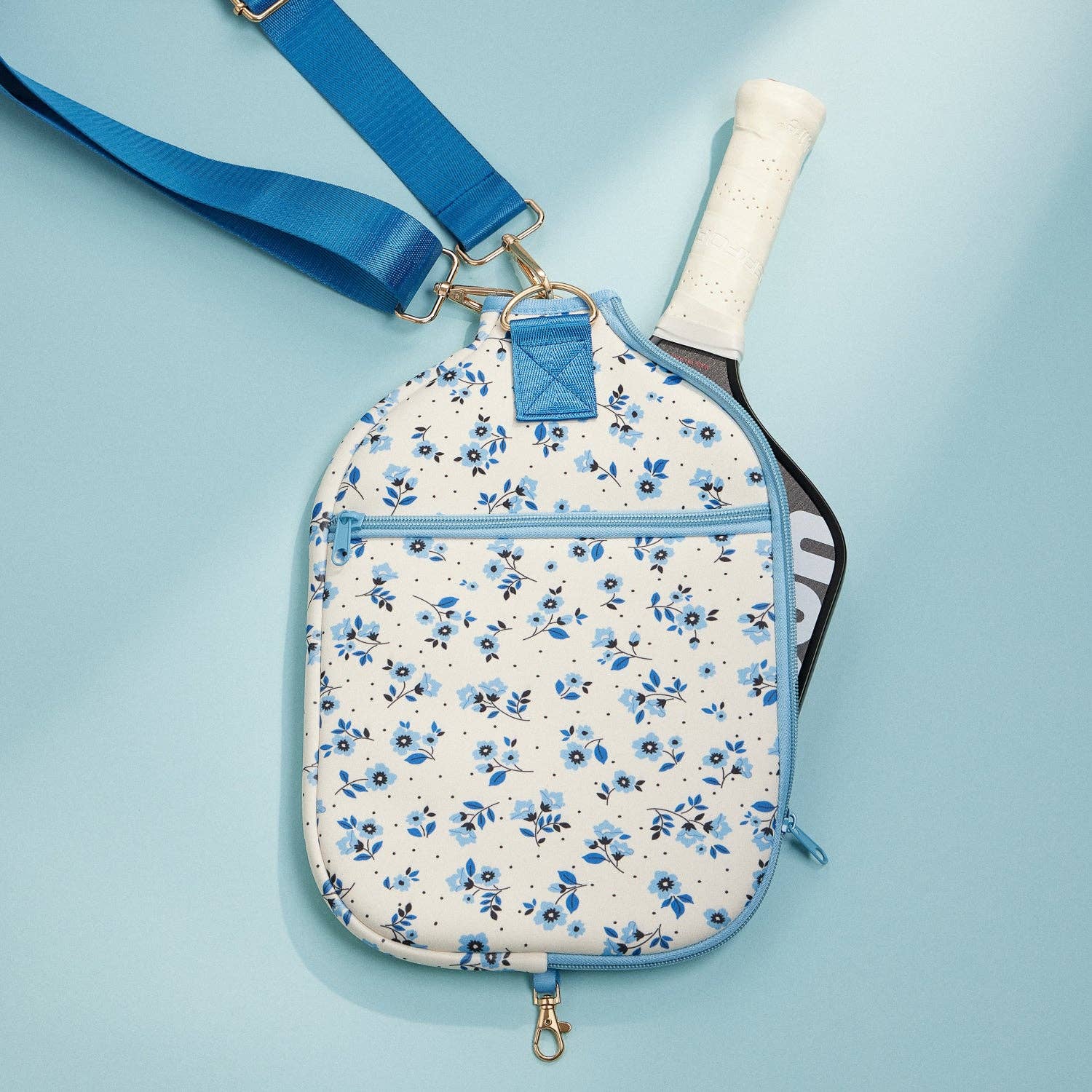Blue Floral Pickleball Paddle Bag