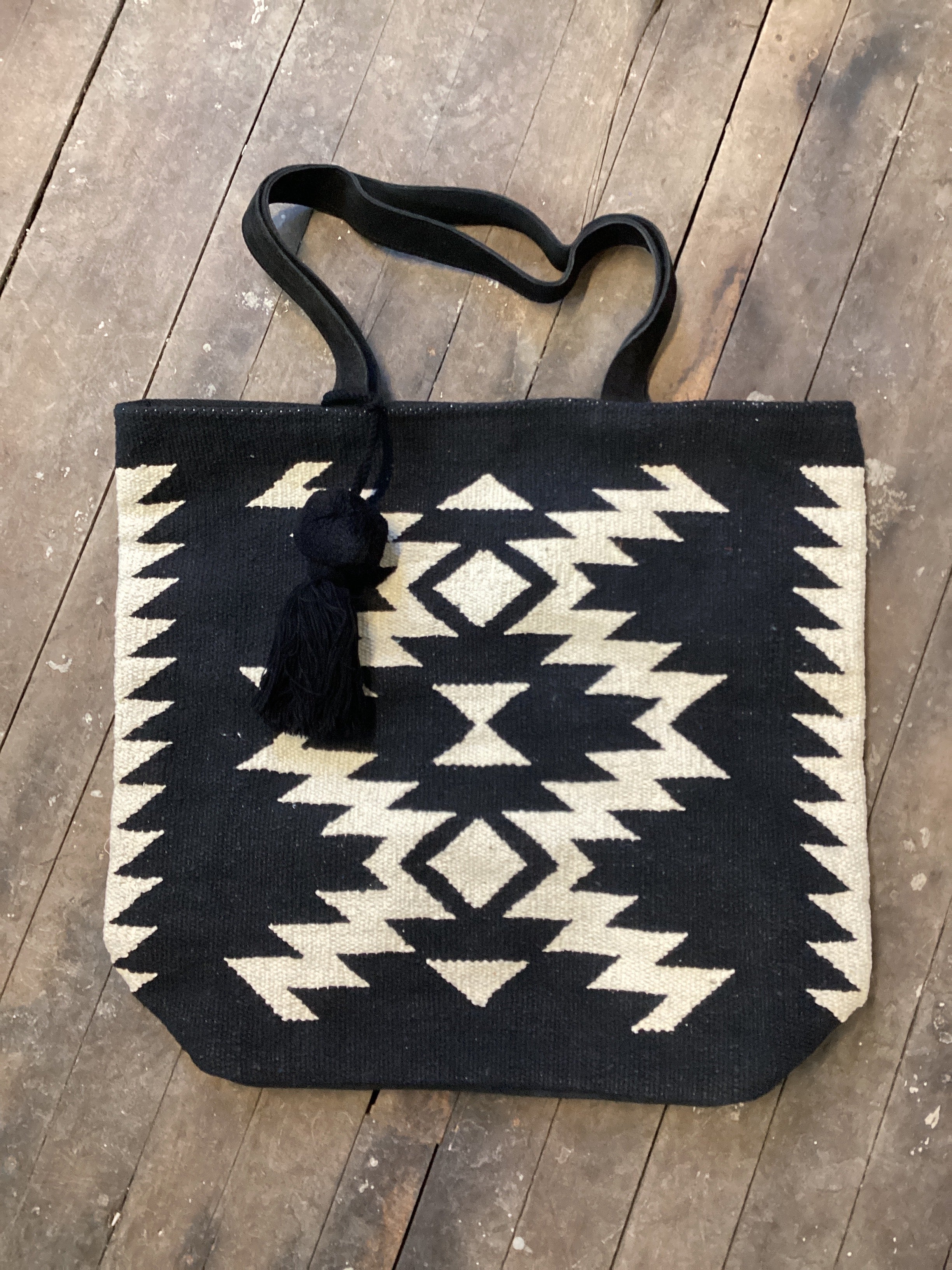 Black & Cream Aztec Tote