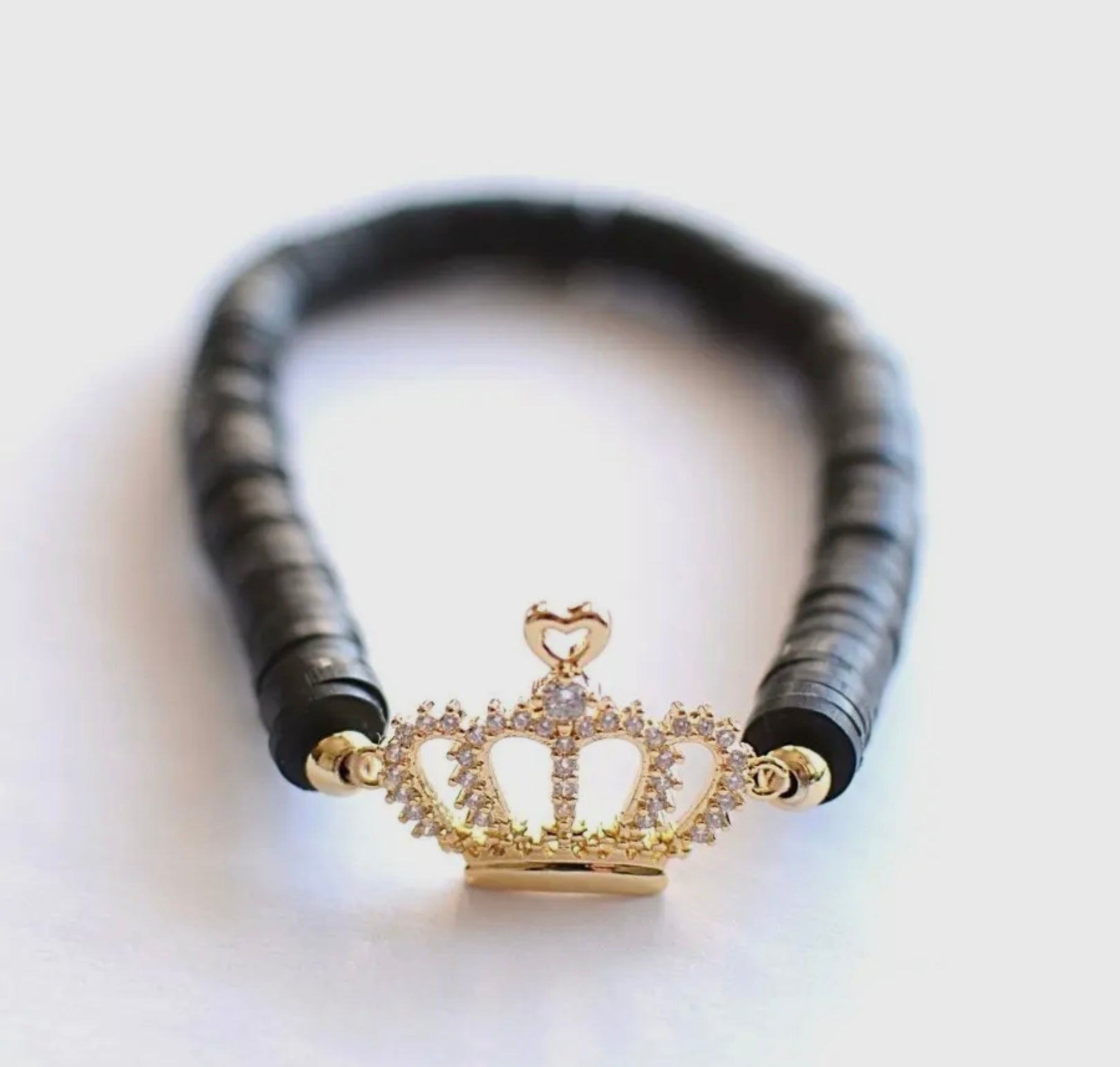 Black Bracelet Gold Crown