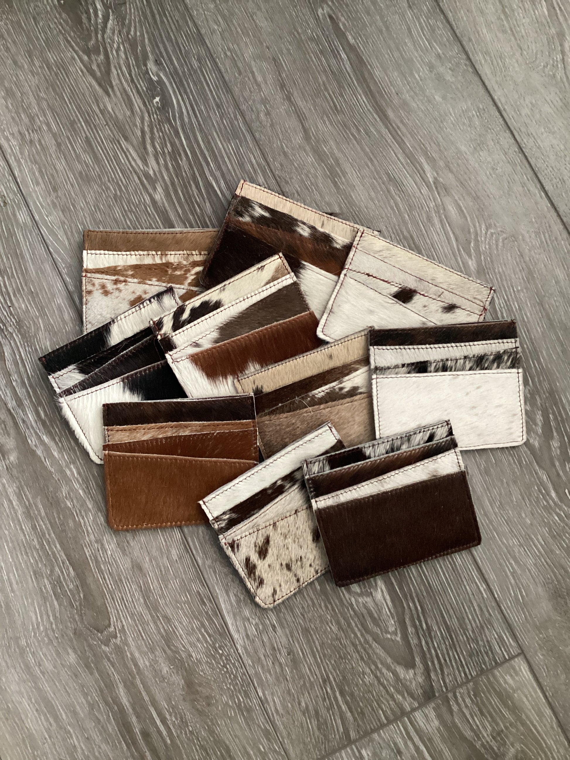 Small Cowhide Credit Card Wallet Natural