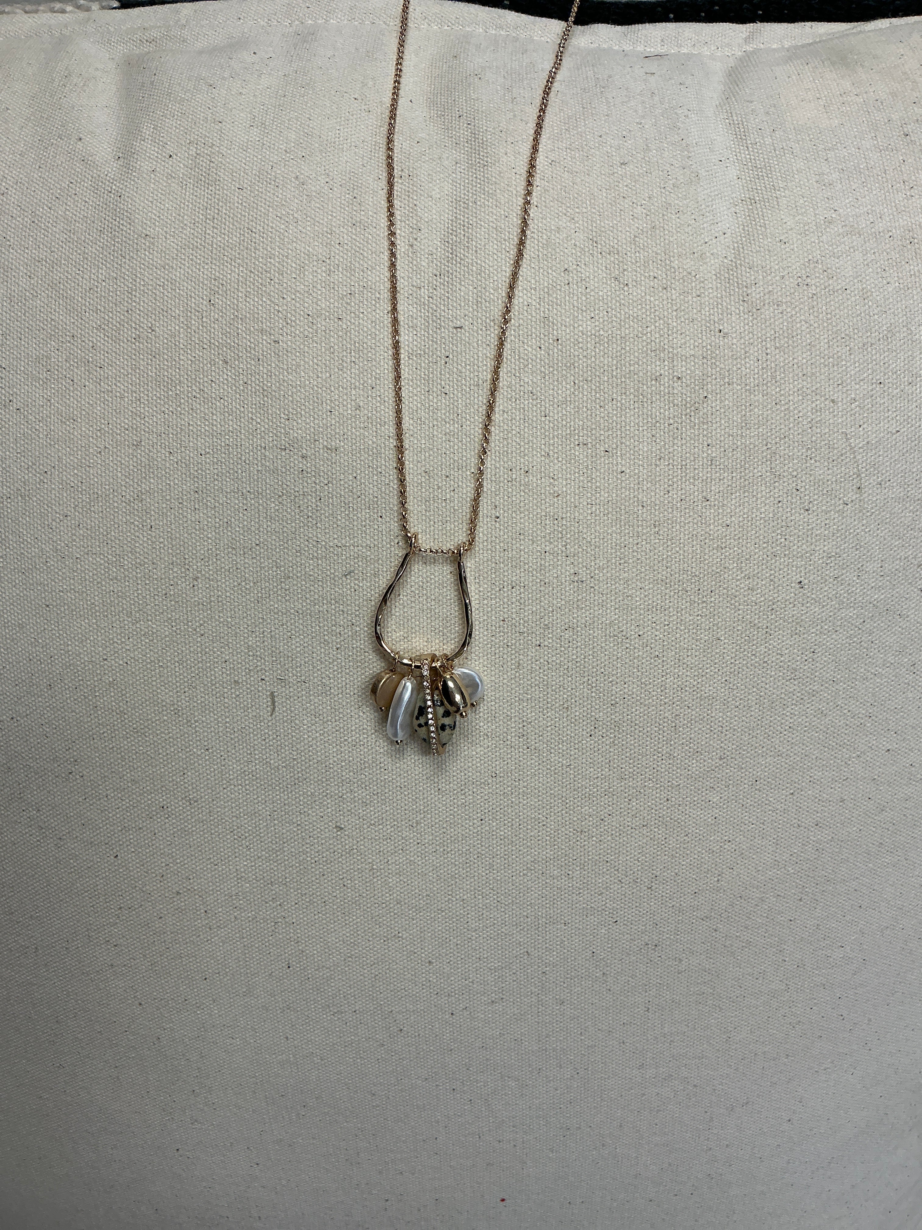 Pearl and Stone Charm Necklace