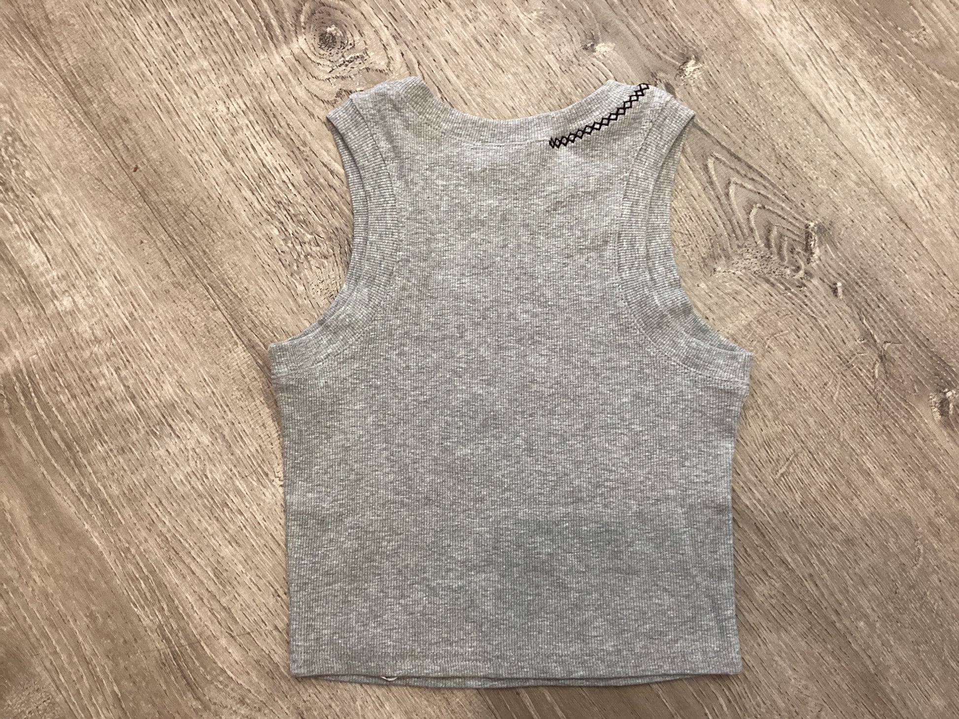 Zigzag Stitch Detail Ribbed Layering Tank