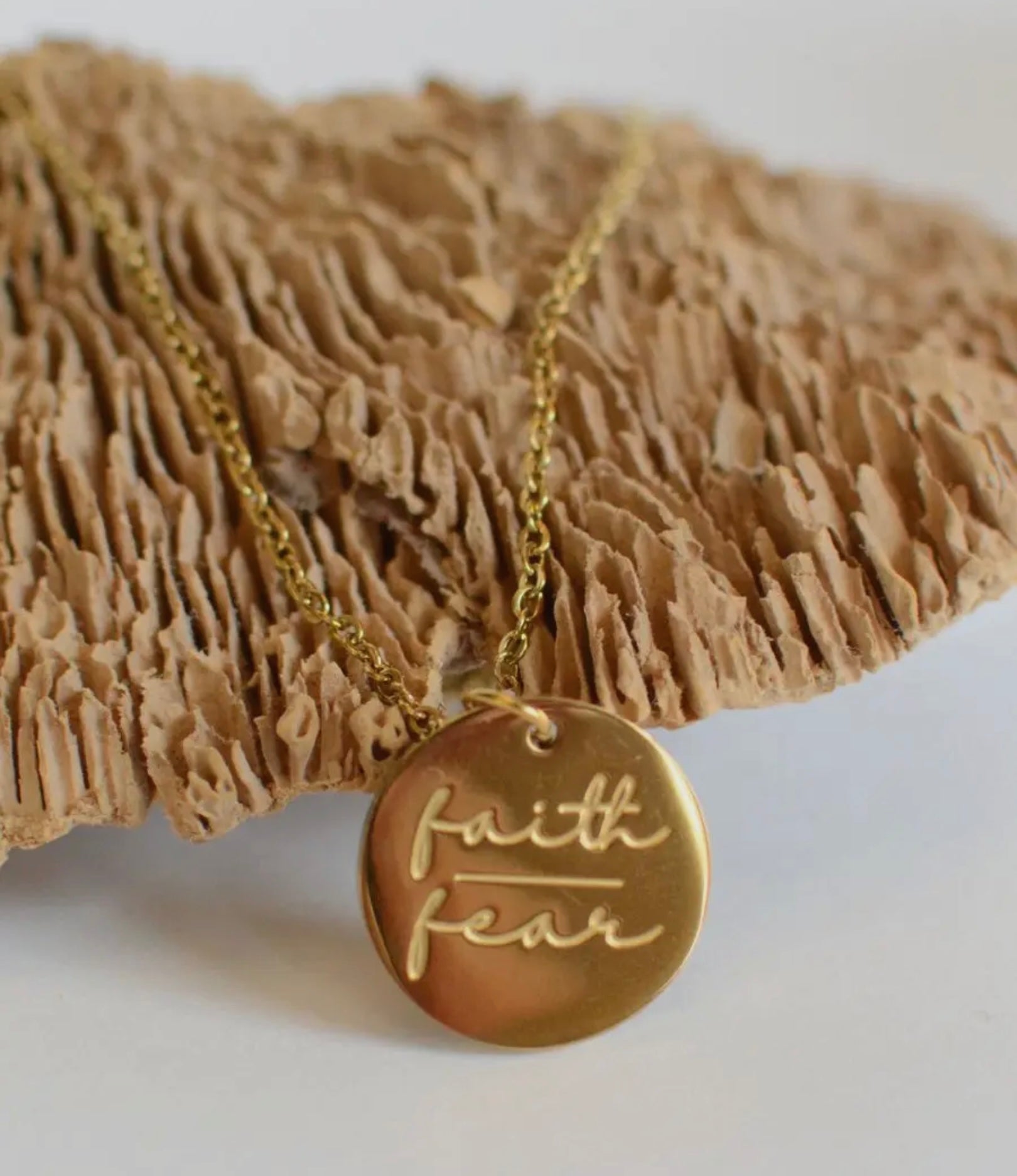 Faith Over Fear Gold Necklace
