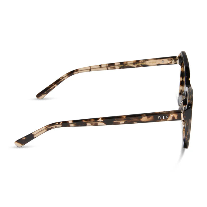 Sunglasses with tortoiseshell frame on a white background