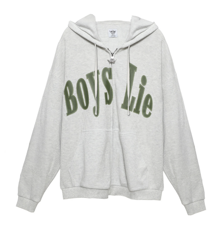 Gray hoodie with &
