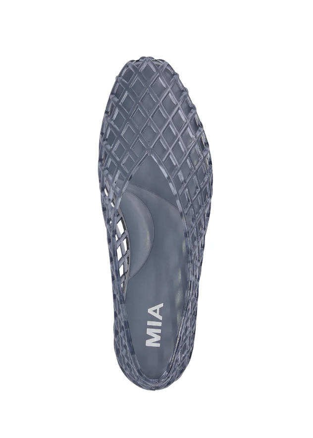 A single gray jelly slipper with a diamond-patterned cutout design, shown from a top-down view on a solid white background. The brand name &