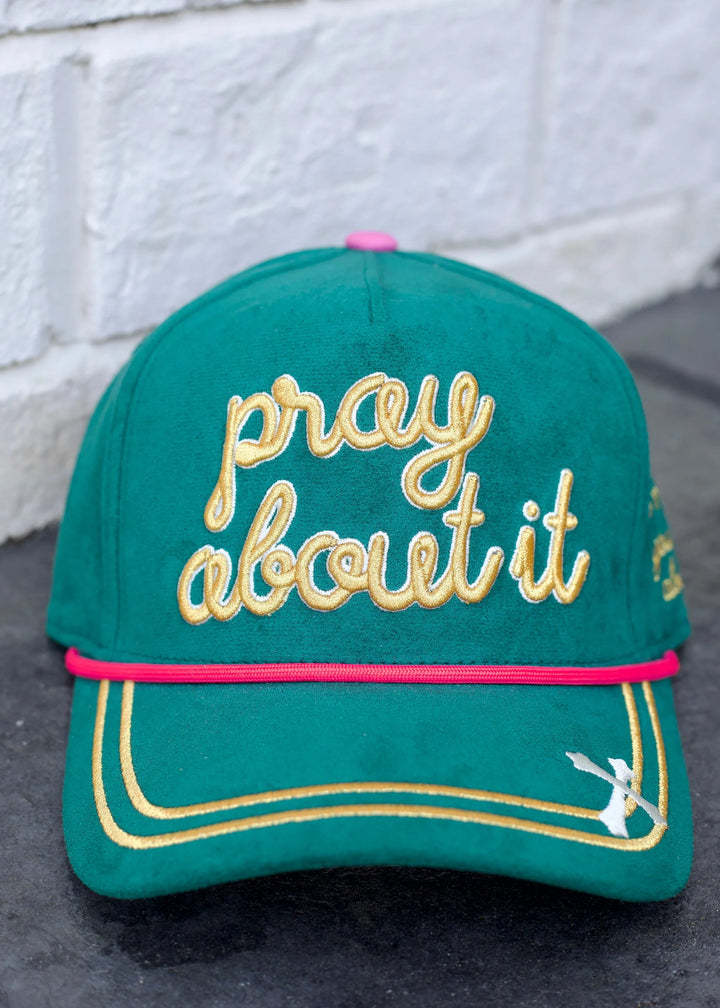 Green faux suede trucker hat with &