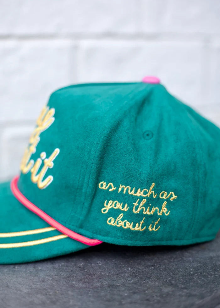 Green faux suede trucker hat with &
