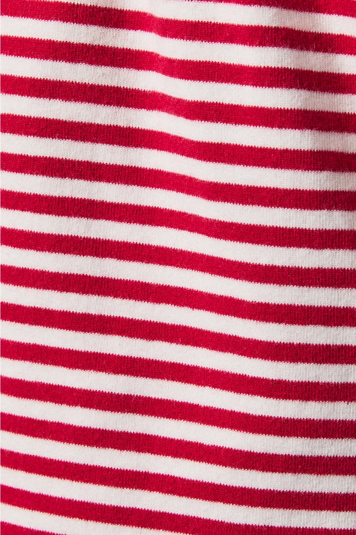 Close up of red and white stripe shorts