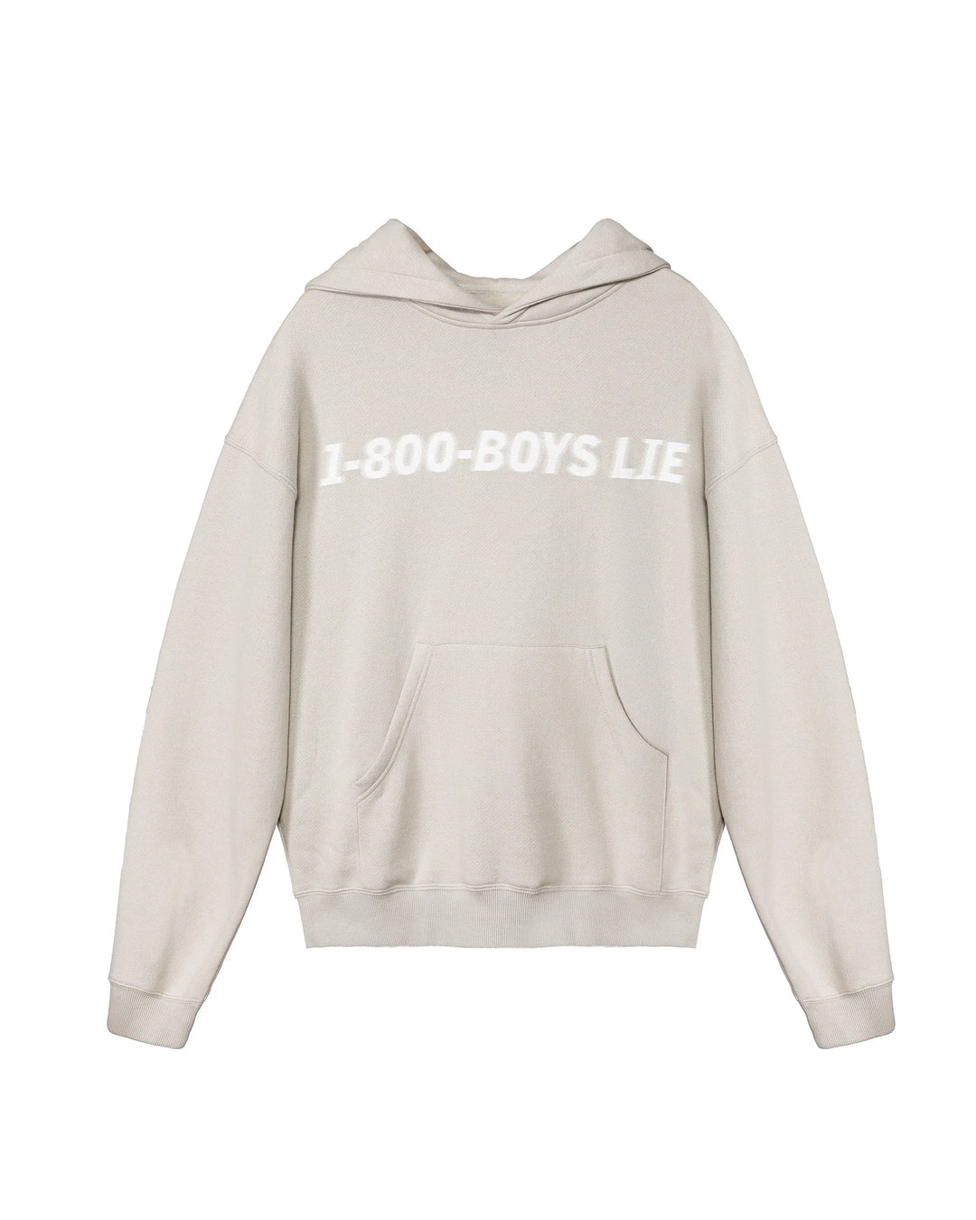 Beige Sweatshirt on plain background says 1-800-BOYS LIE