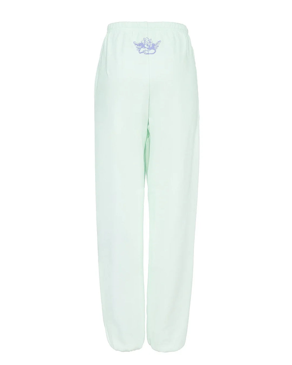 Light green pants with a small logo on a white background