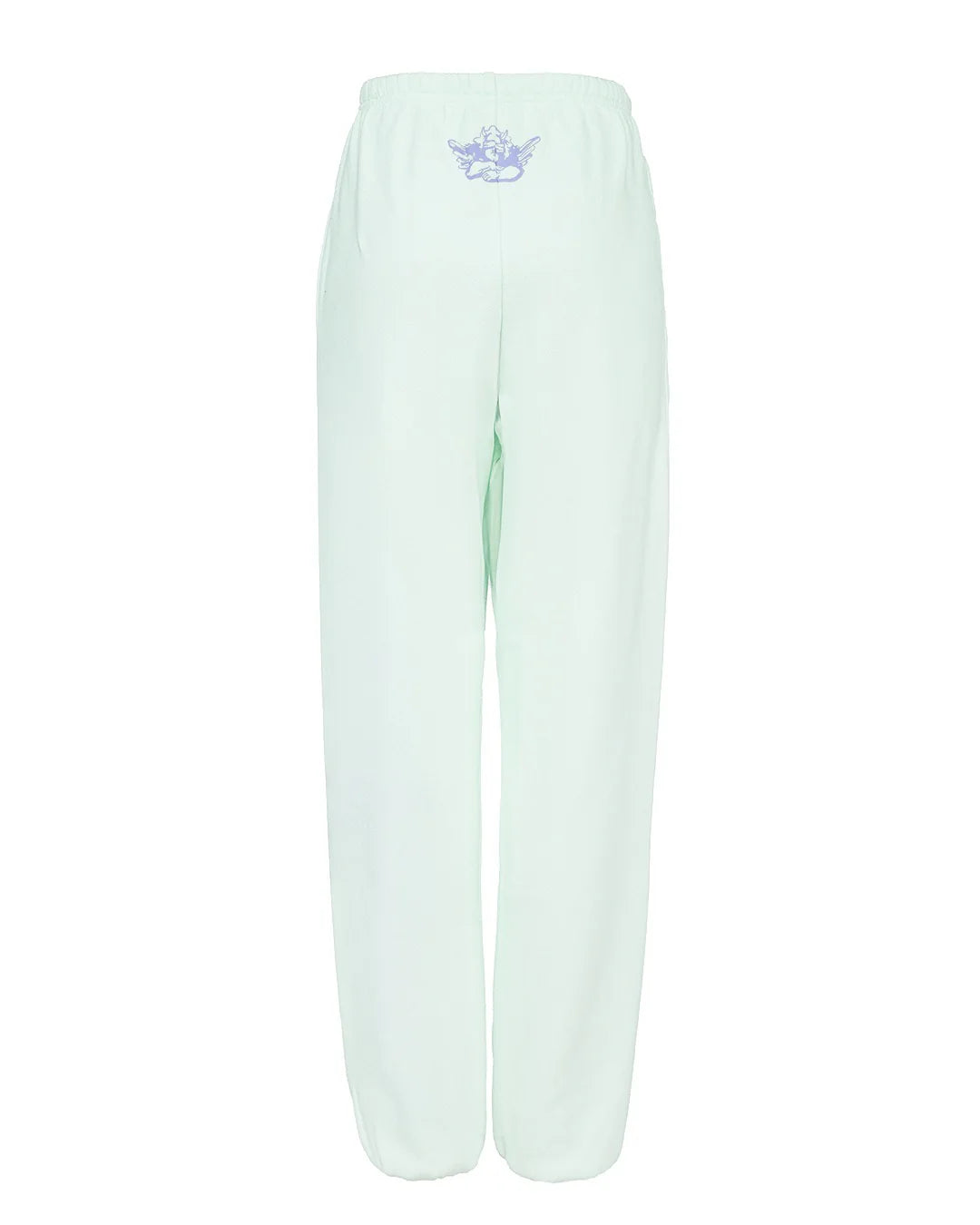 Light green pants with a small logo on a white background