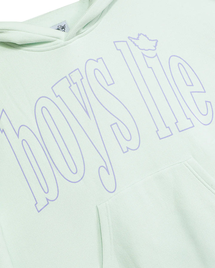 Light green hoodie with &