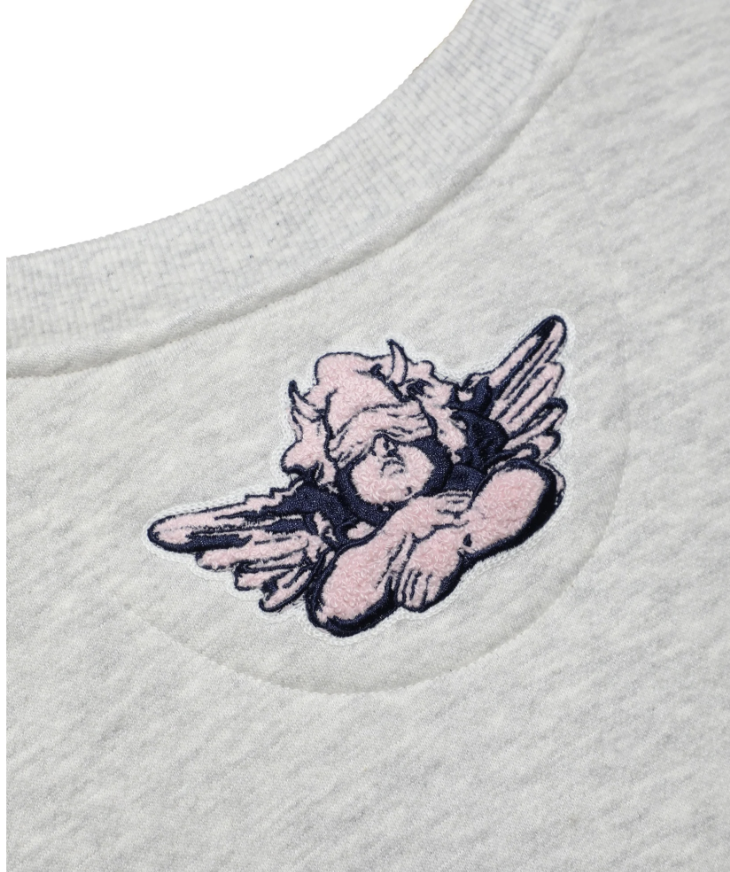 grey sweatshirt with angel applique