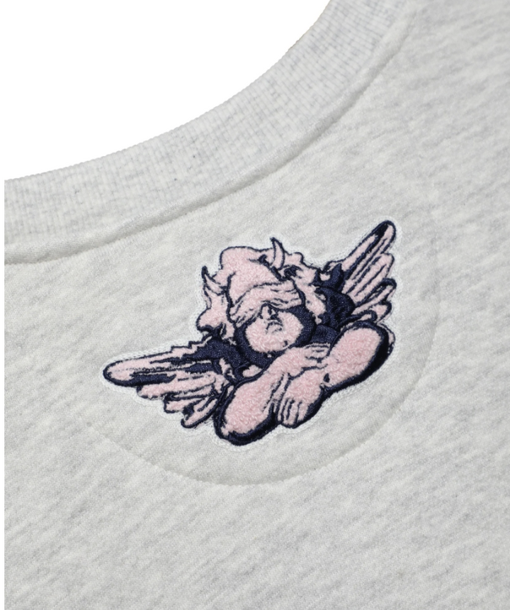 grey sweatshirt with angel applique