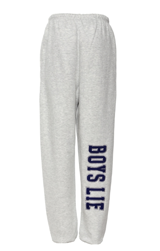 grey sweatpants with &