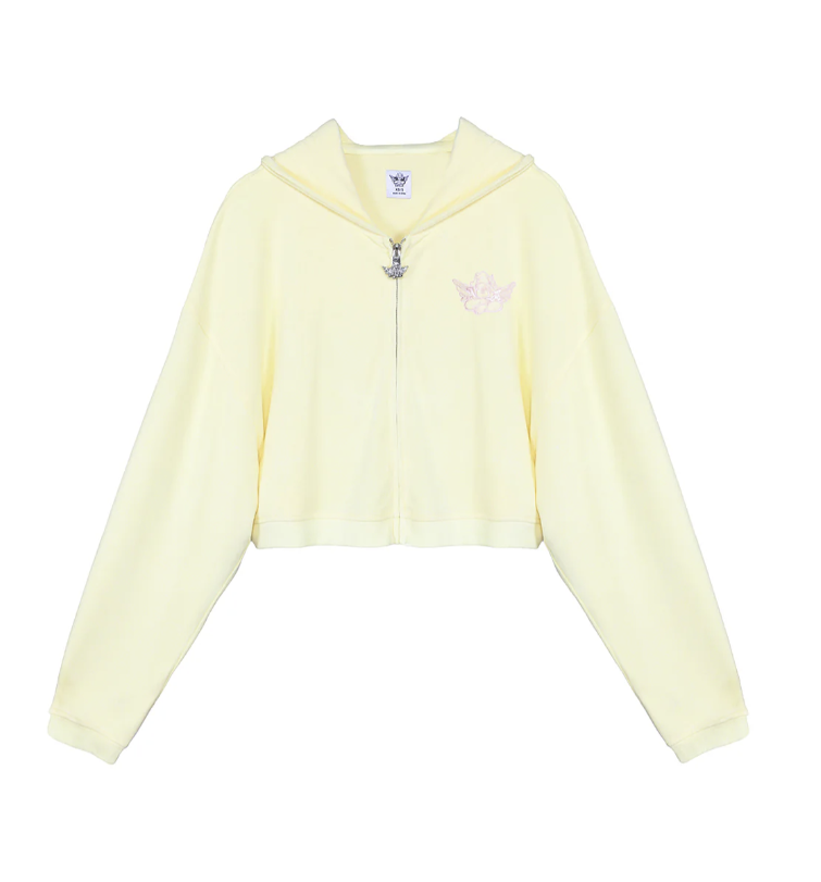 Yellow zip up hoodie on white background