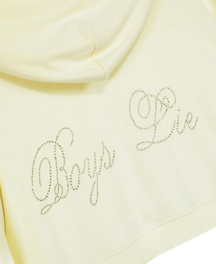 Light yellow hoodie with &