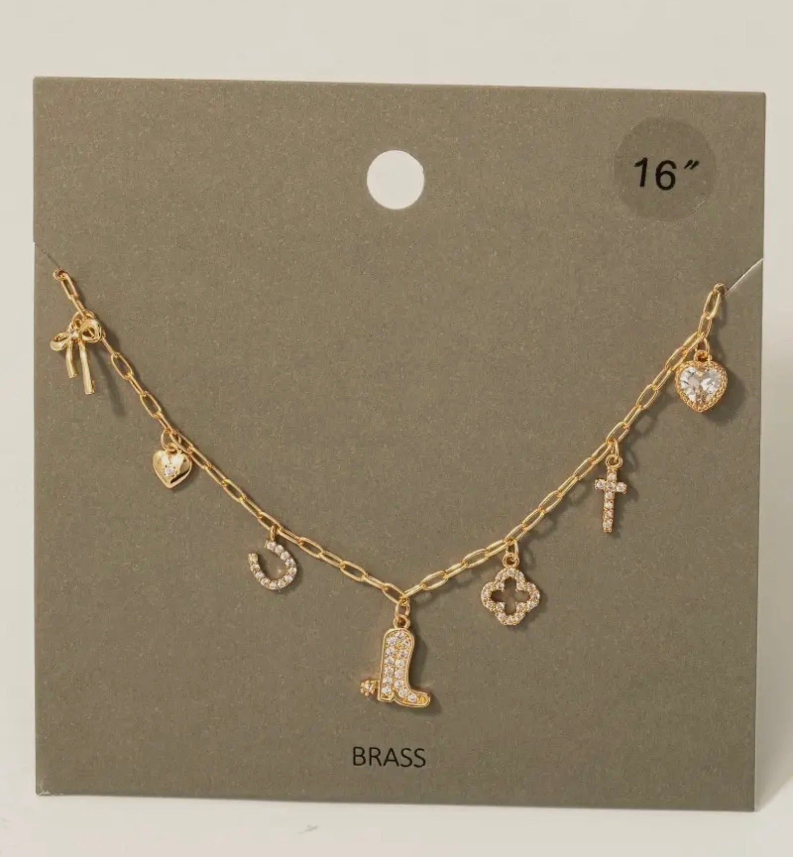 Mixed CZ Western Charm Necklace
