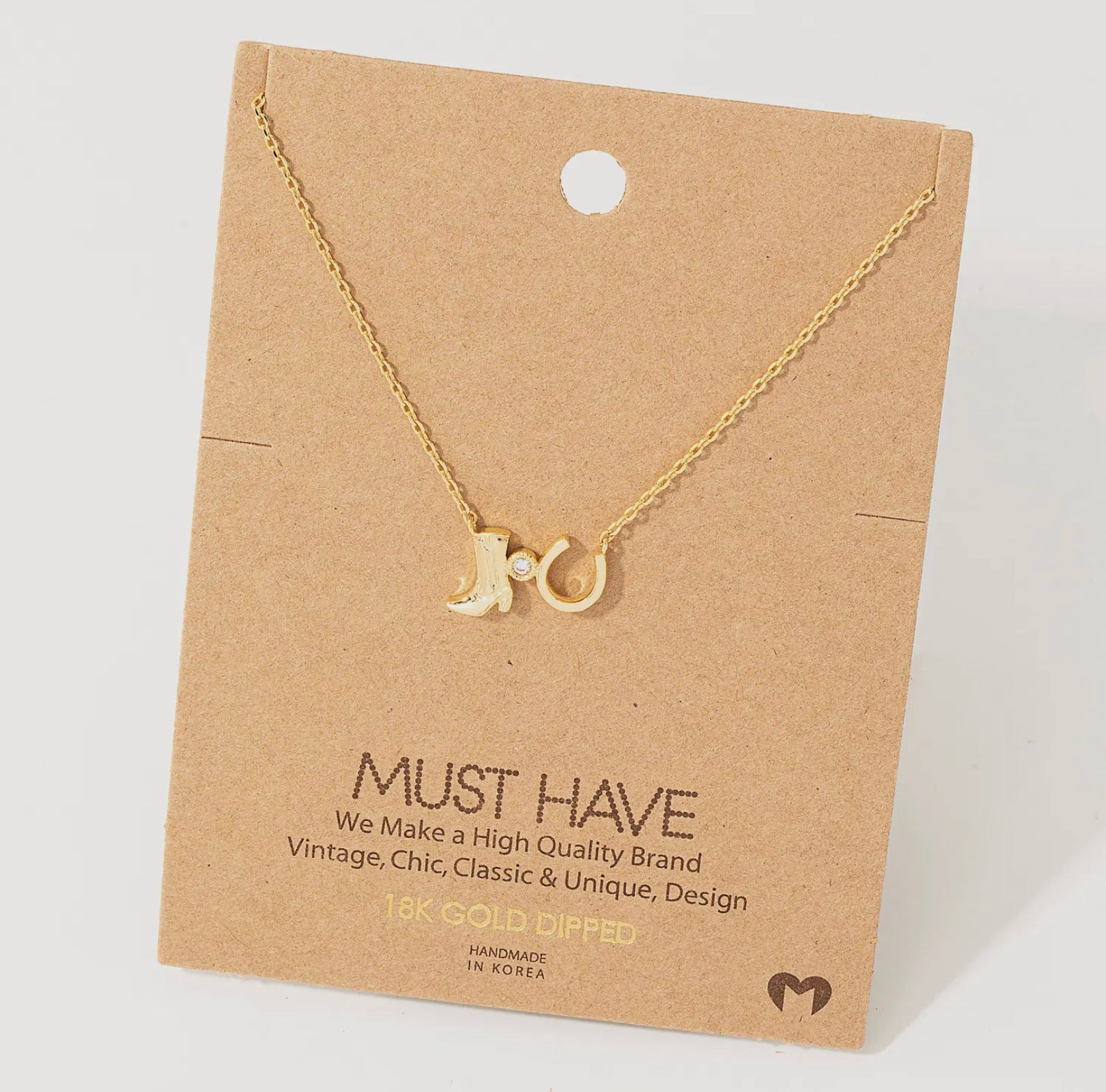 Must Have Cowboy Boot & Horse Shoe Necklace
