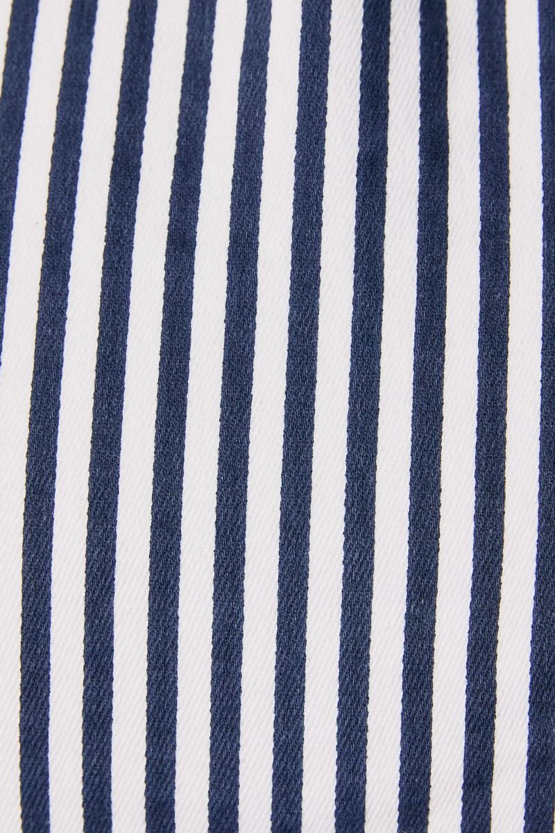 Close-up of blue and white striped fabric