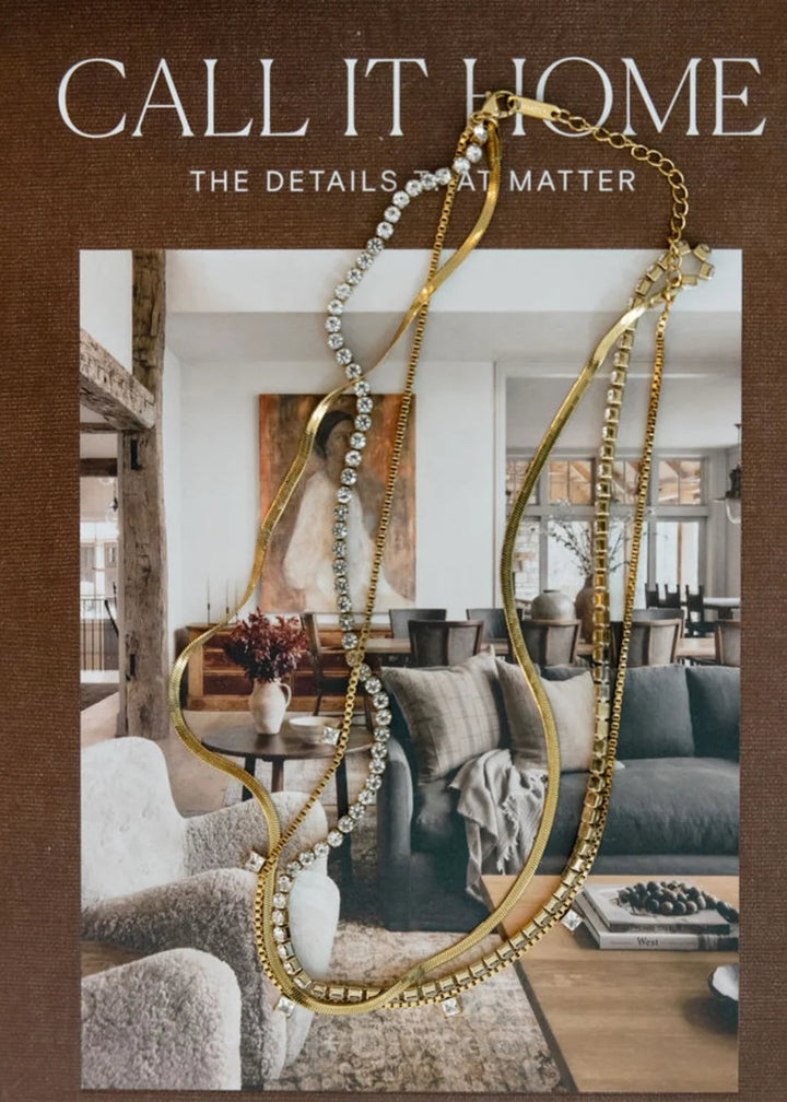 Jewelry displayed in a living room setting with &