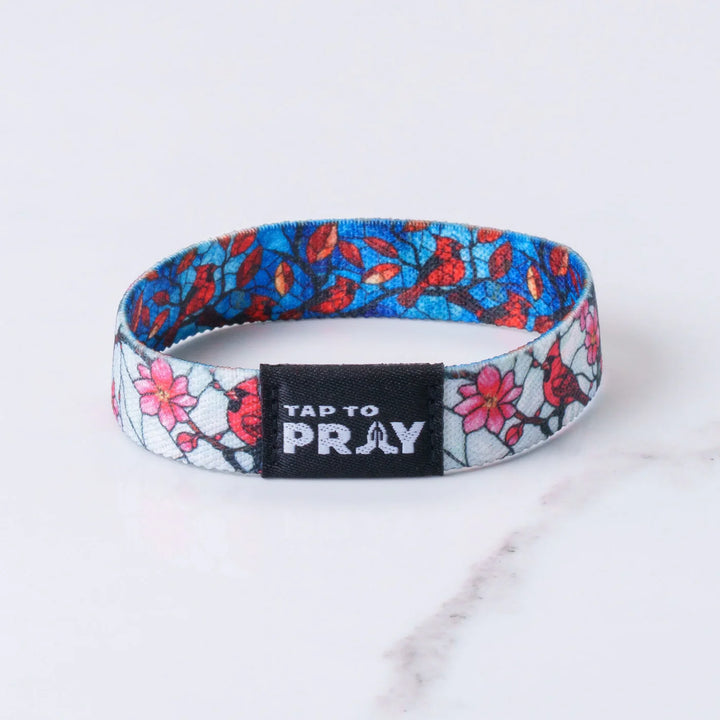 Floral patterned wristband with &