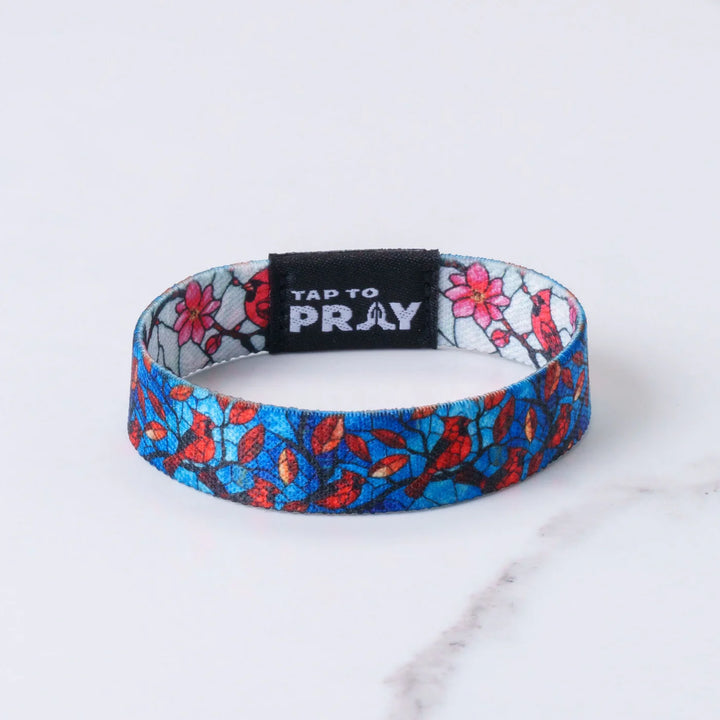 Floral patterned wristband with &