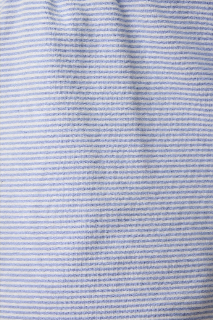 Close up of blue and white stripe fabric