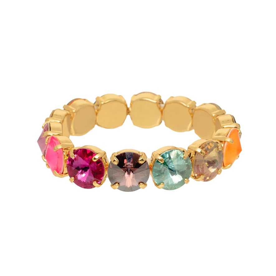 crystal and gold bracelet on white background