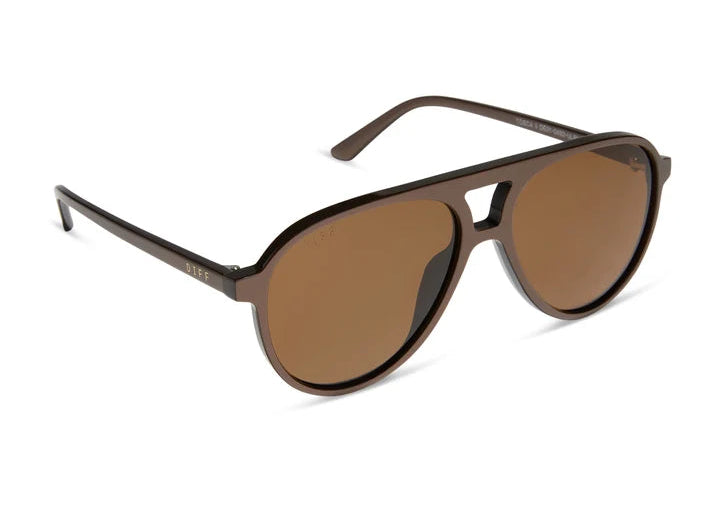 Pair of brown sunglasses with &