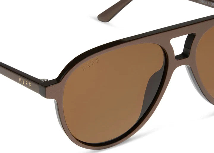 Paoir of brown sunglasses with brown lens and &