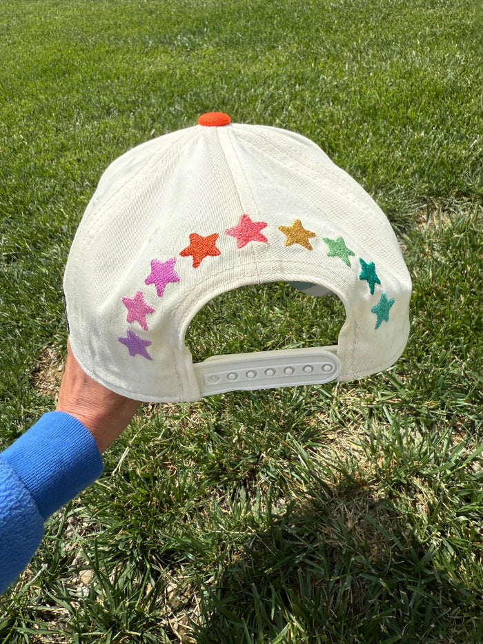 Hat embroidered with colorful stars