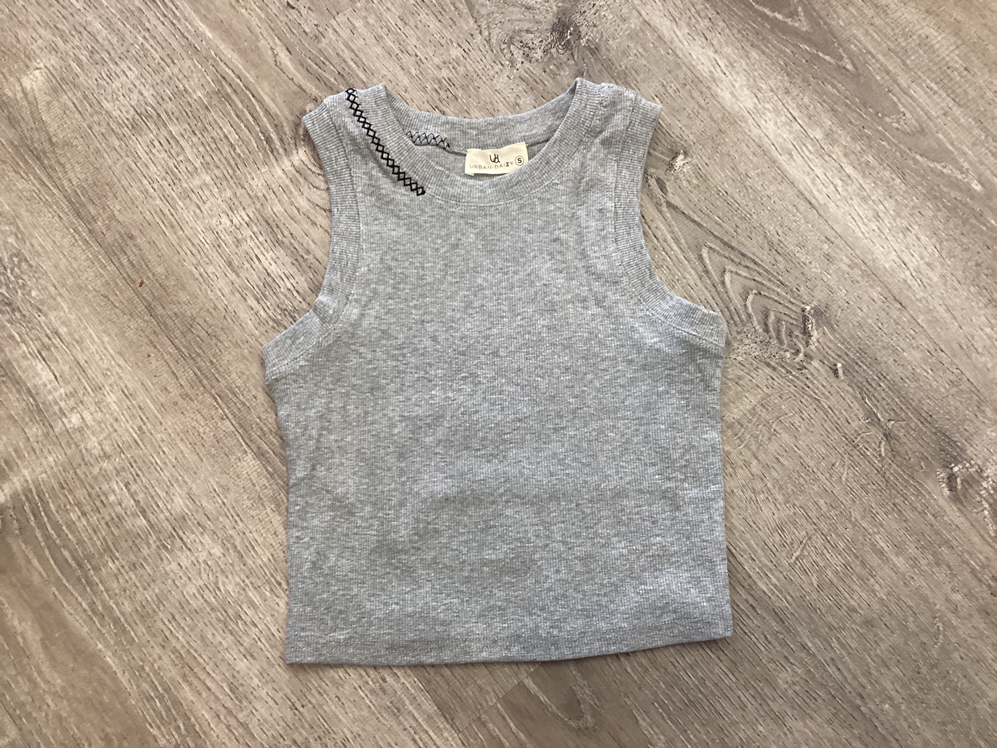 Zigzag Stitch Detail Ribbed Layering Tank