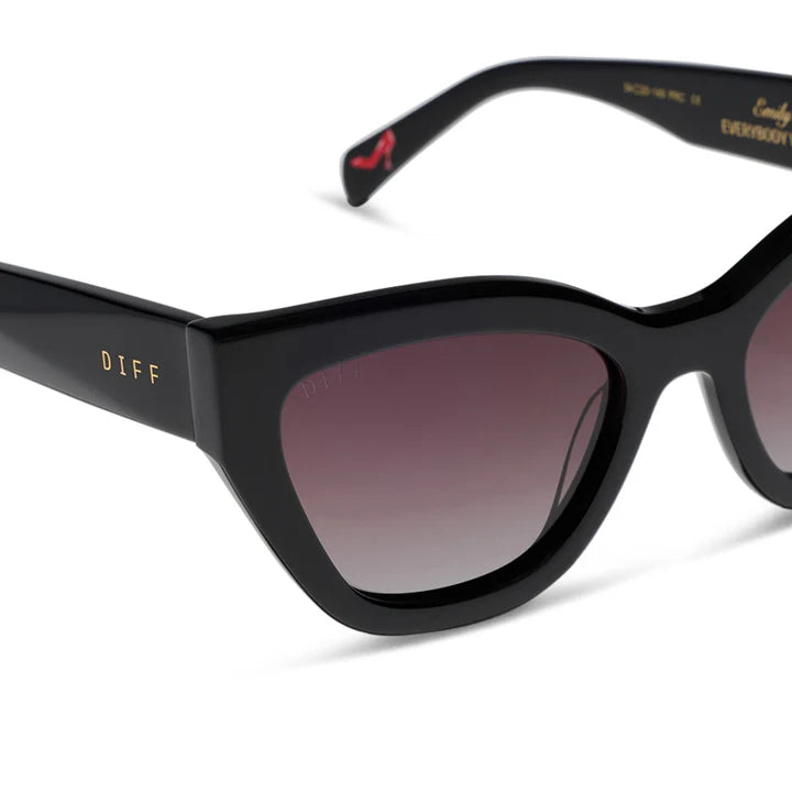 Black sunglasses with gradient lenses on a white background