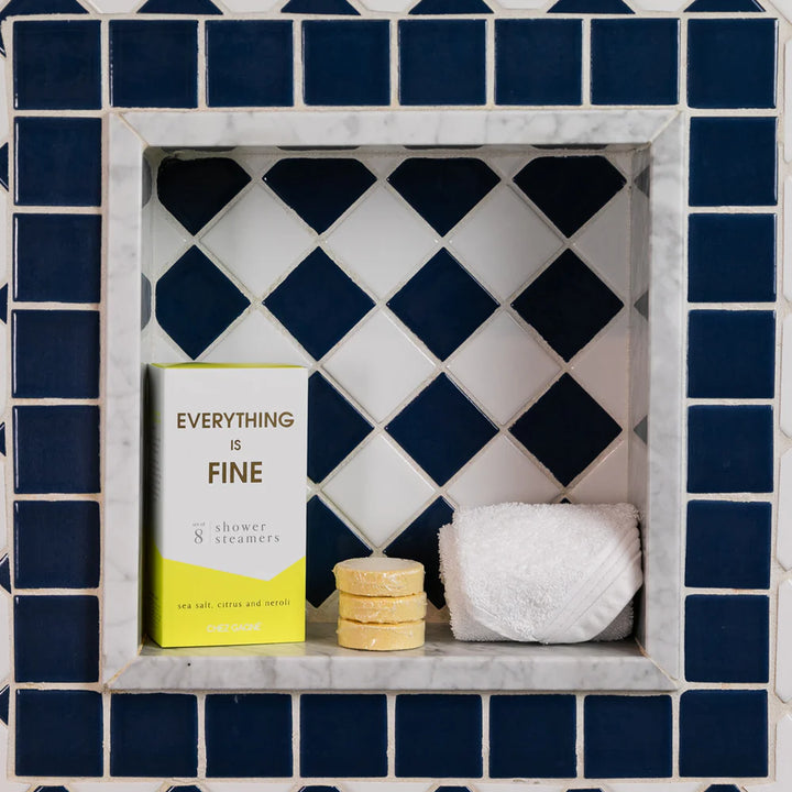 A boxed shower steamers product labeled &