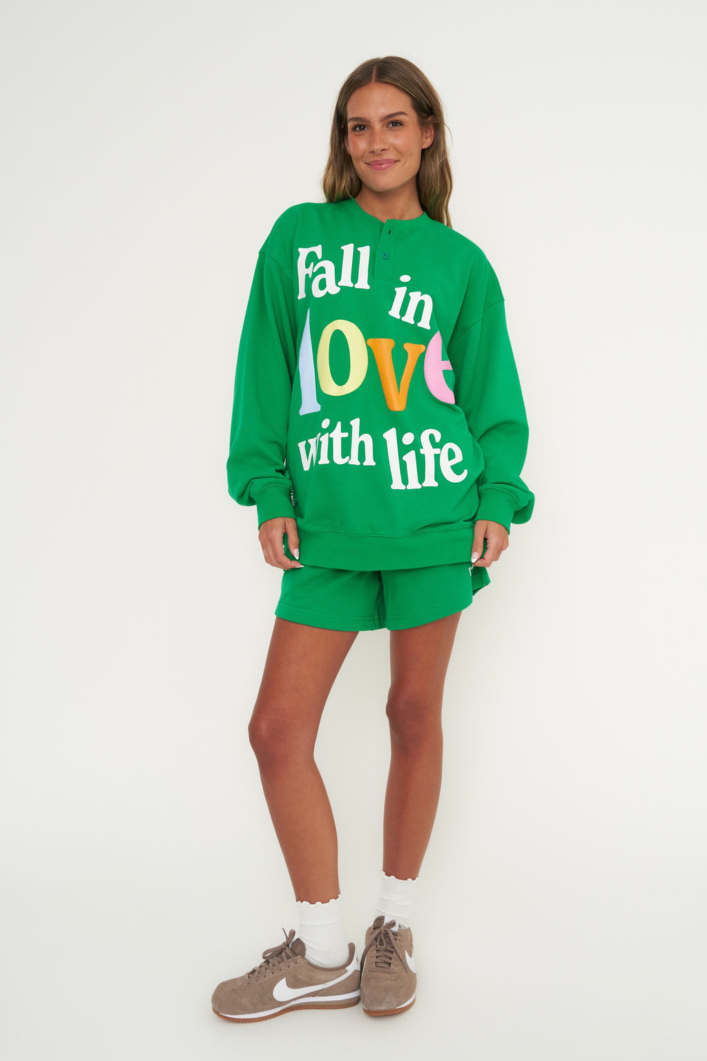 Mayfair Group Fall In Love With Life Henley Sweatshirt