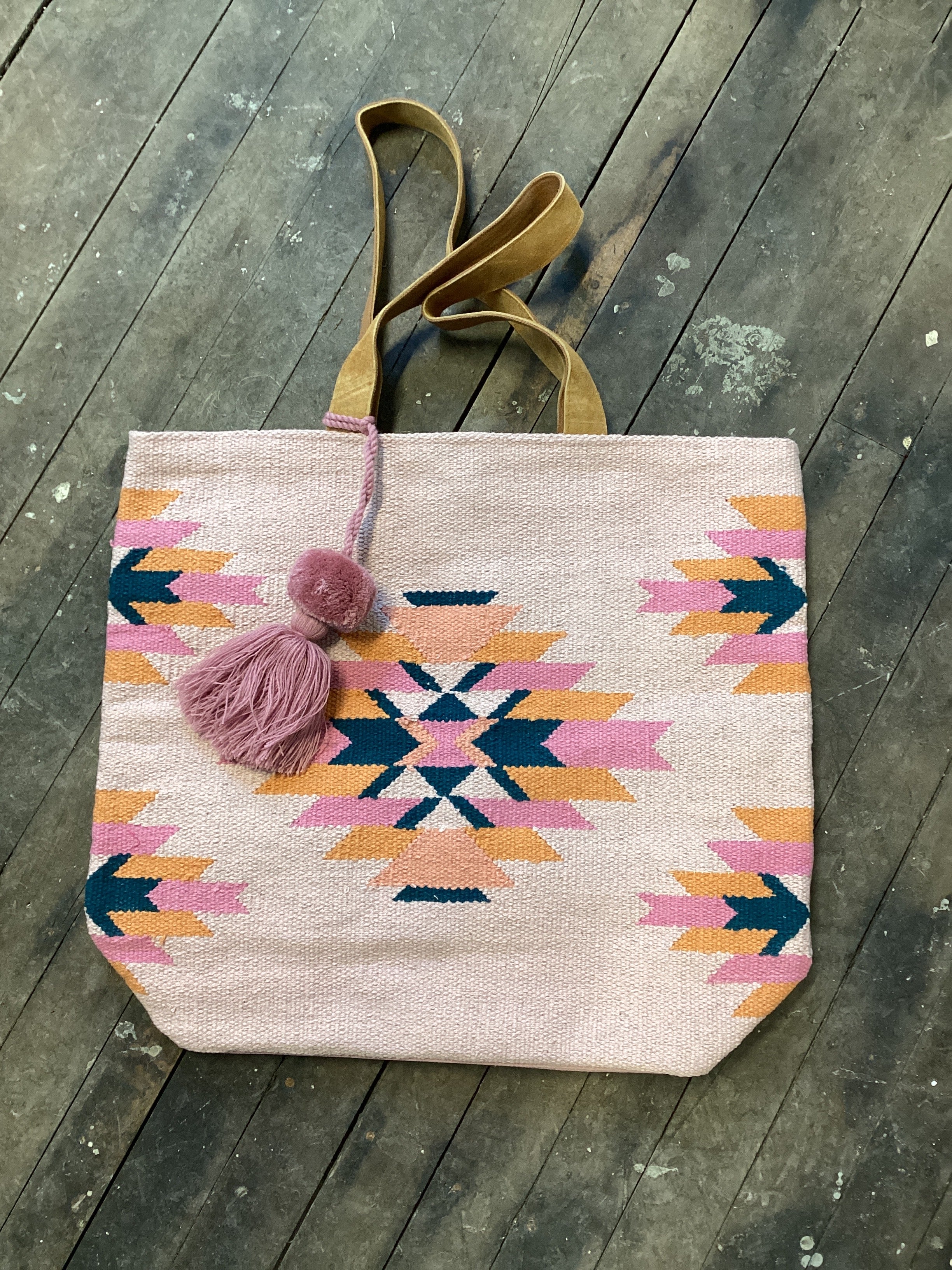 Pink, Teal & Orange Aztec Tote