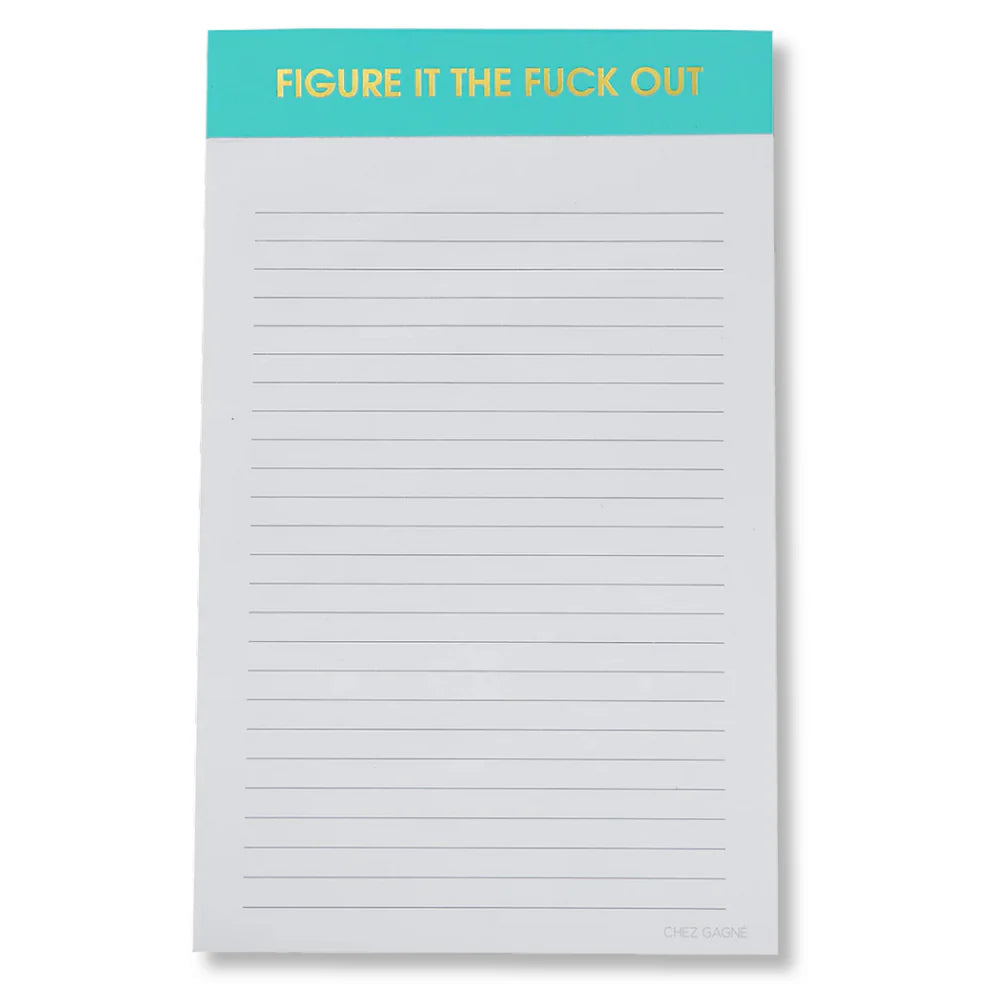 notepad with aqua top on white background