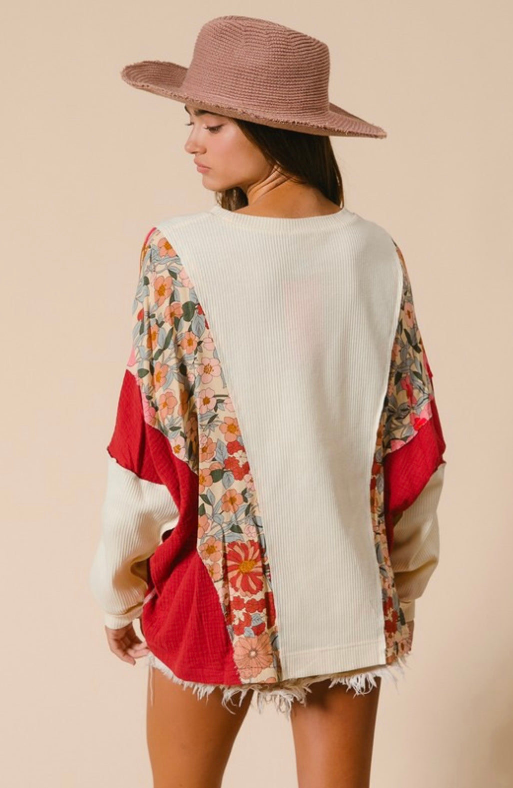Knit and Print Mix and Match Rust Star Top
