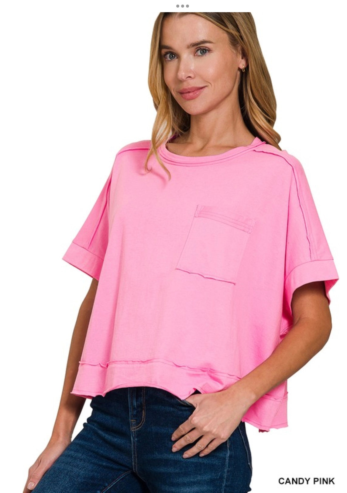 Exposed Seam Oversized Crop Box Tee